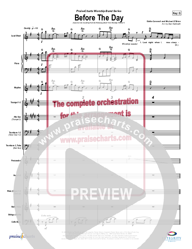 Before The Day Conductor's Score (Newsong)