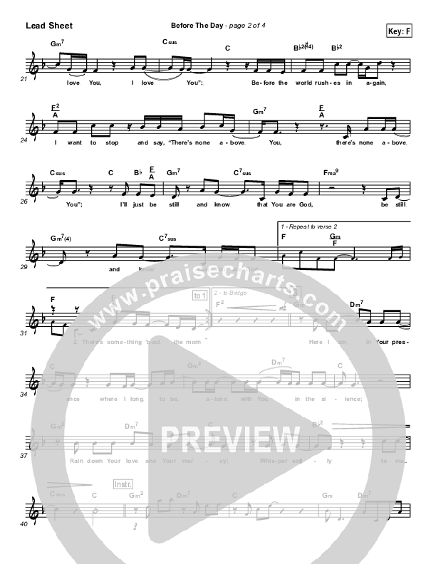 Before The Day Lead Sheet (Newsong)