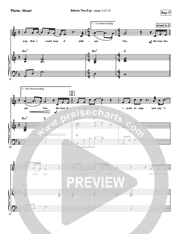 Before The Day Piano/Vocal (Newsong)