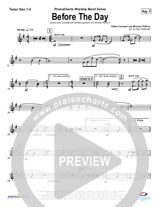 Before The Day Tenor Sax 1/2 (Newsong)