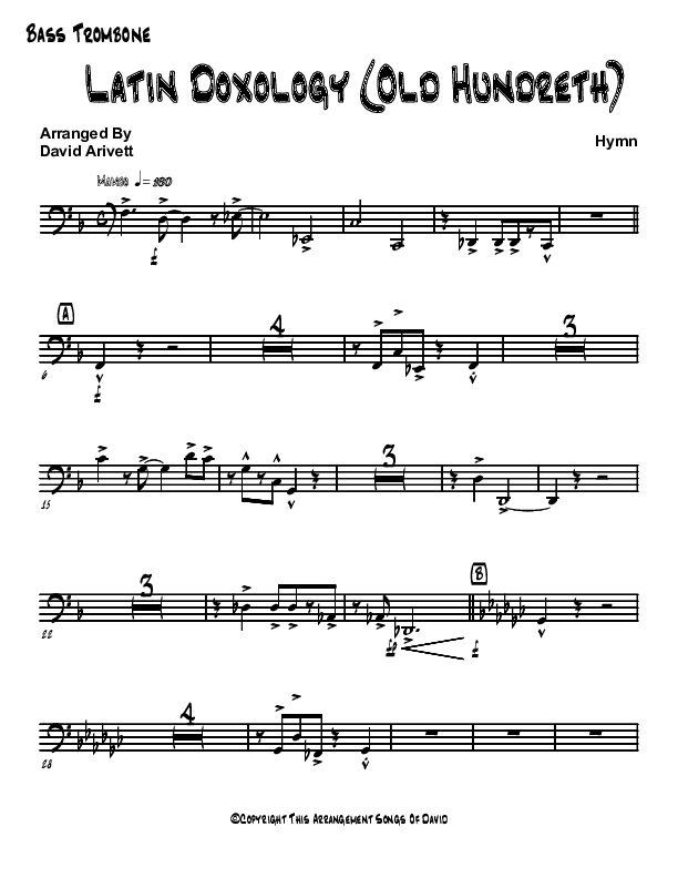 Doxology/Old Hundreth Bass Trombone (David Arivett)