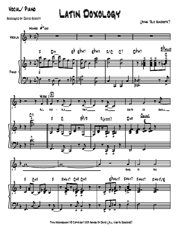 Doxology/Old Hundreth Piano/Vocal (David Arivett)