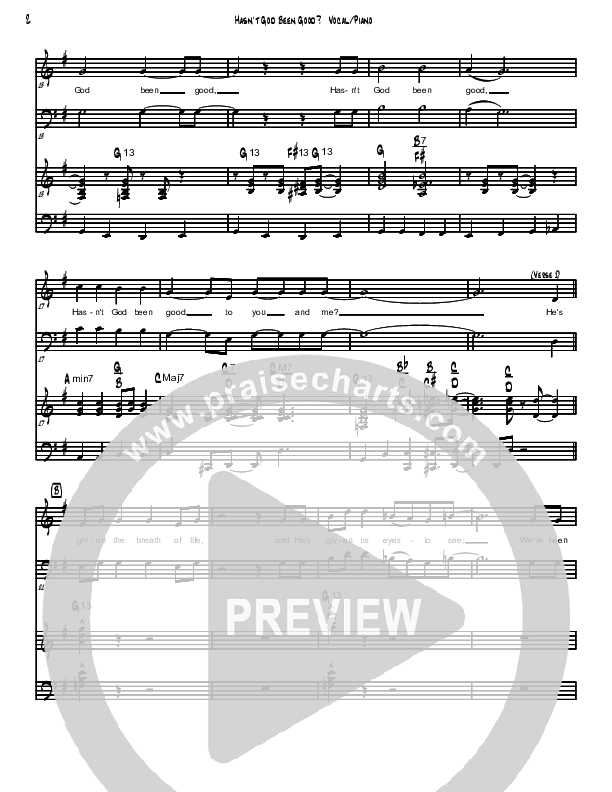 Hasn't God Been Good? Piano/Vocal (David Arivett)