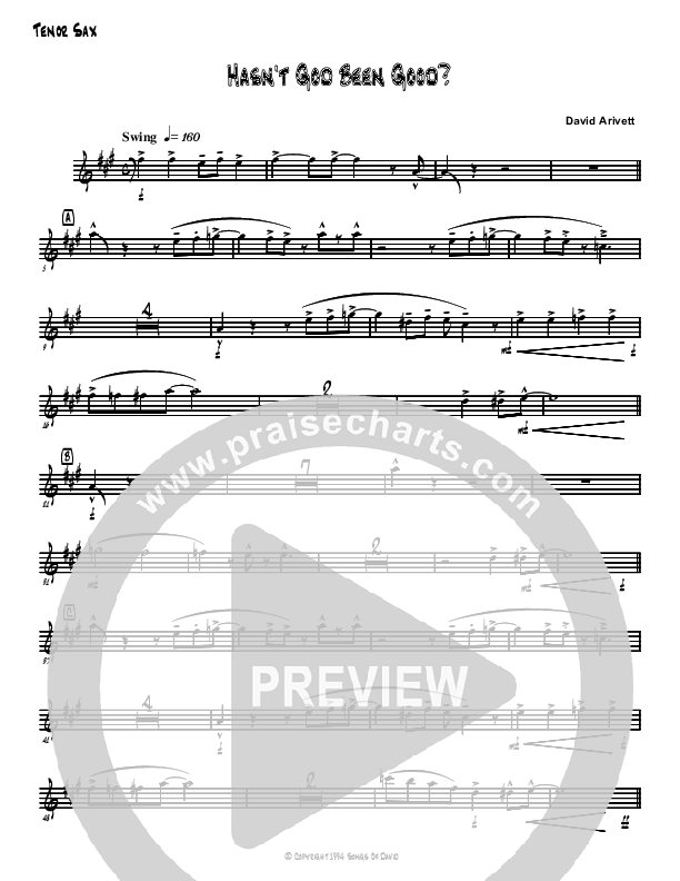 Hasn't God Been Good? Tenor Sax 2 (David Arivett)