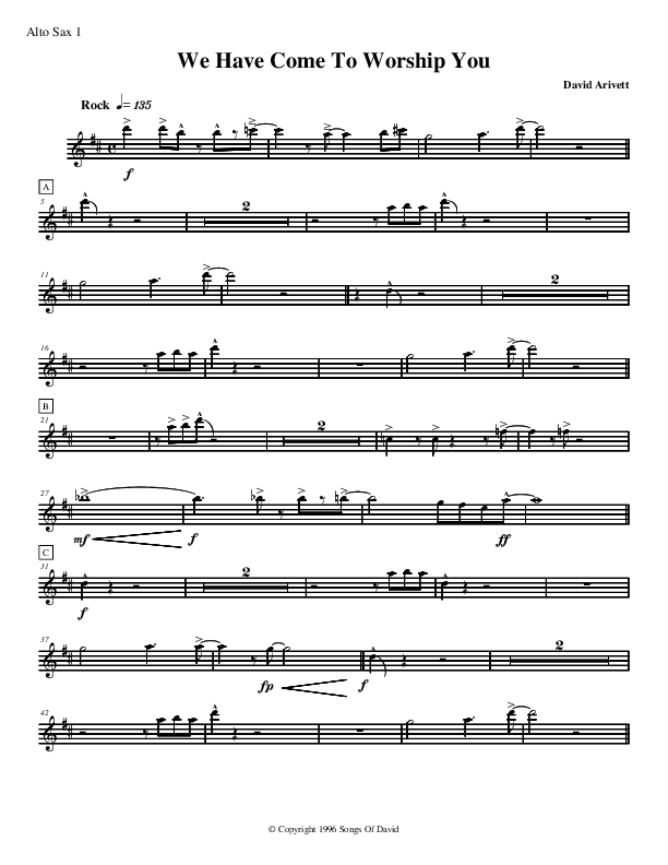 We Have Come To Worship You Alto Sax 1/2 (David Arivett)