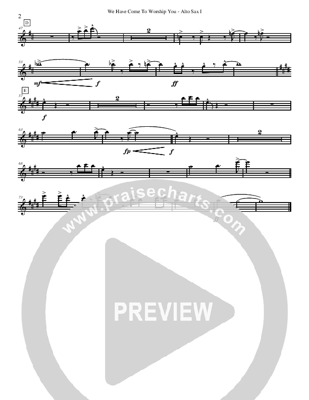 We Have Come To Worship You Alto Sax 1/2 (David Arivett)