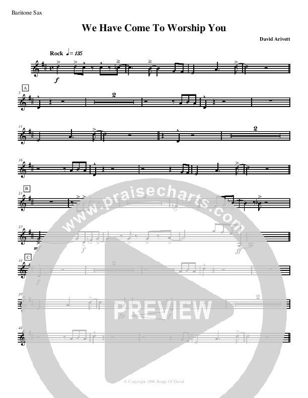 We Have Come To Worship You Bari Sax (David Arivett)