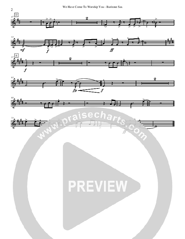 We Have Come To Worship You Bari Sax (David Arivett)