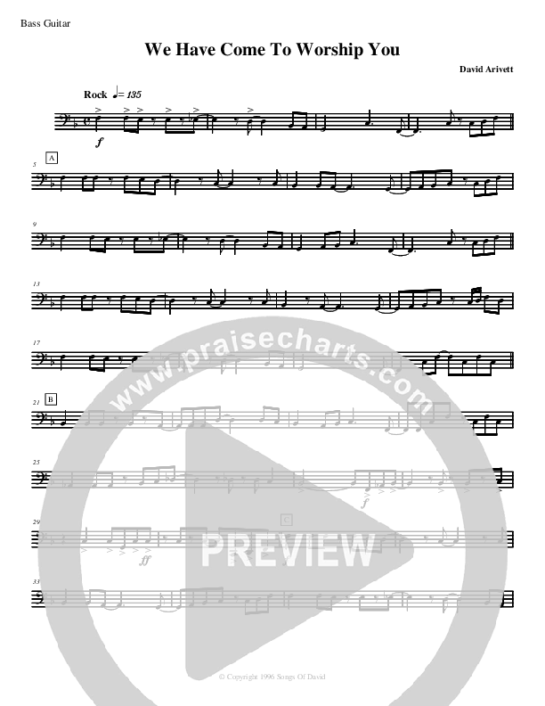 We Have Come To Worship You Bass Guitar (David Arivett)