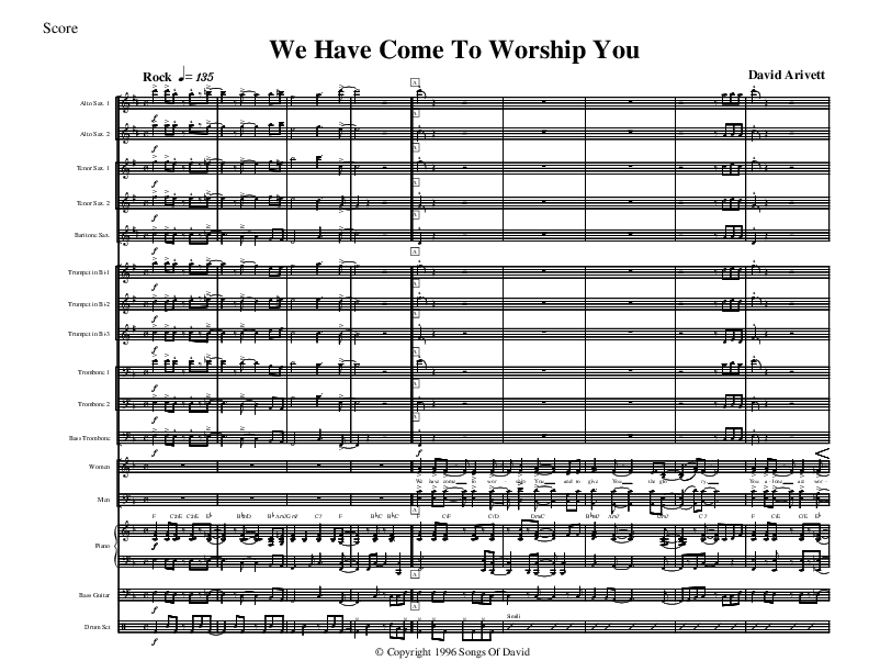 We Have Come To Worship You Conductor's Score (David Arivett)