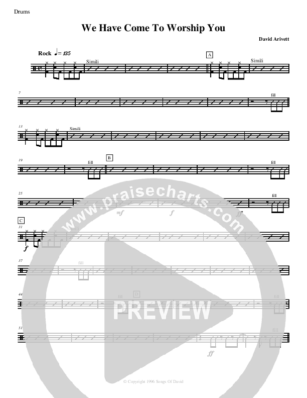 We Have Come To Worship You Drum Set (David Arivett)