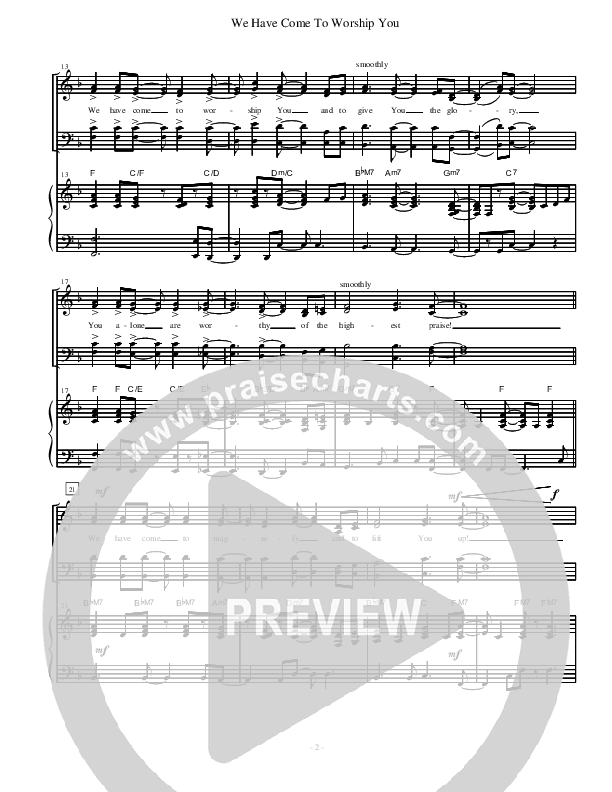We Have Come To Worship You Piano/Vocal (SATB) (David Arivett)