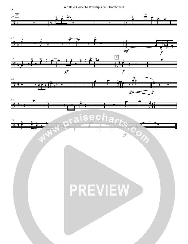 We Have Come To Worship You Trombone 2 (David Arivett)