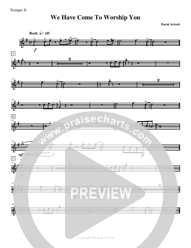 We Have Come To Worship You Trumpet 2 (David Arivett)