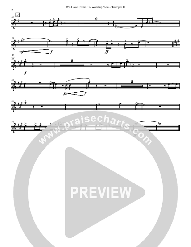 We Have Come To Worship You Trumpet 2 (David Arivett)