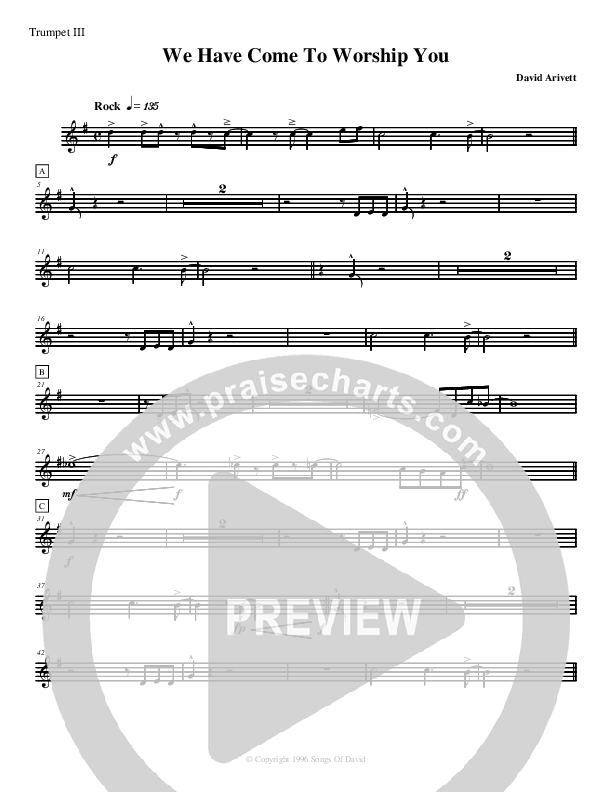 We Have Come To Worship You Trumpet 3 (David Arivett)