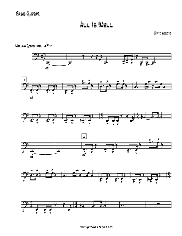 All Is Well (Instrumental) Rhythm Chart (David Arivett)