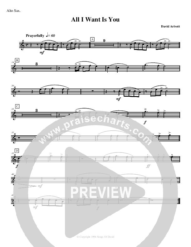 All I Want Is You Alto Sax (David Arivett)