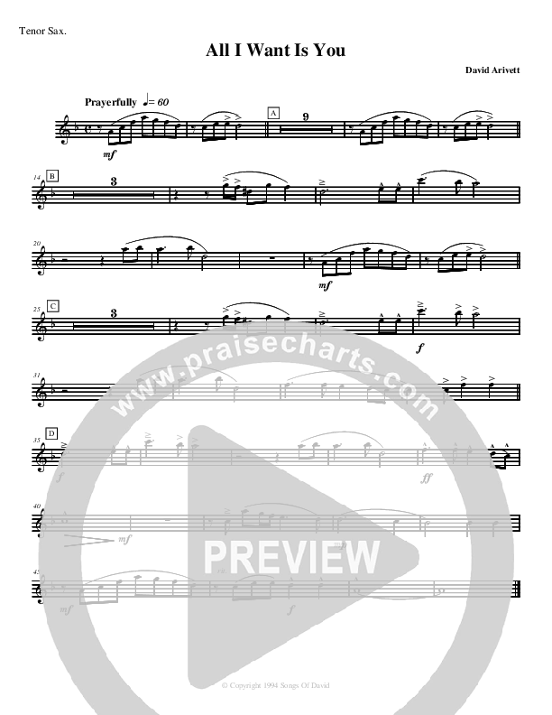 All I Want Is You Alto Sax (David Arivett)