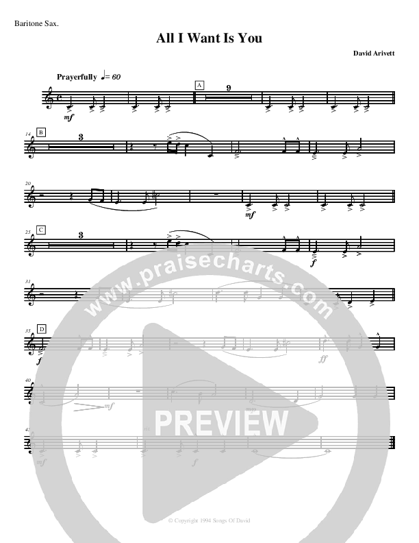 All I Want Is You Bari Sax (David Arivett)