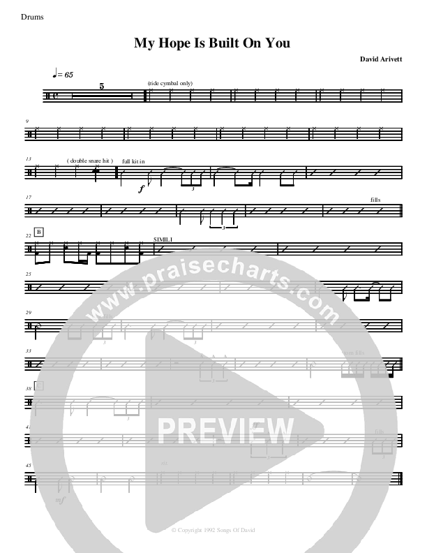 My Hope Is Built On You Rhythm Chart (David Arivett)