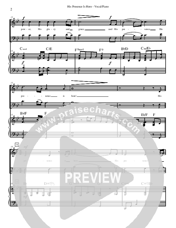 His Presence Is Here Lead & Piano (David Arivett)