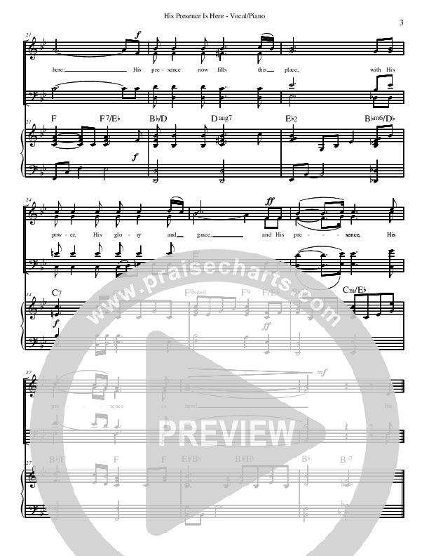 His Presence Is Here Lead & Piano (David Arivett)