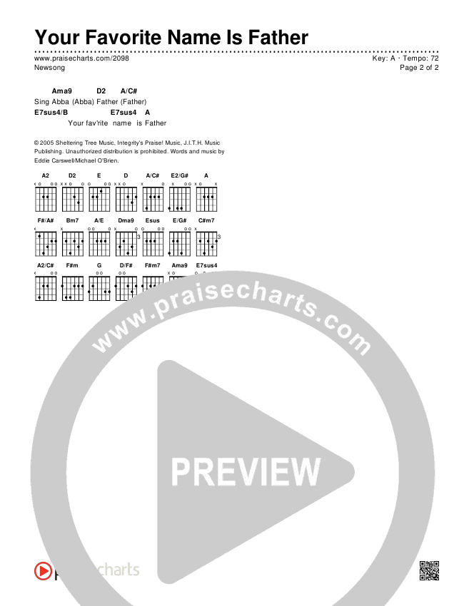 Your Favorite Name Is Father Chords & Lyrics (Newsong)