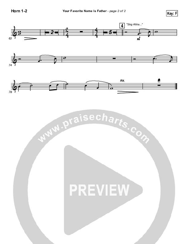 Your Favorite Name Is Father French Horn 1/2 (Newsong)