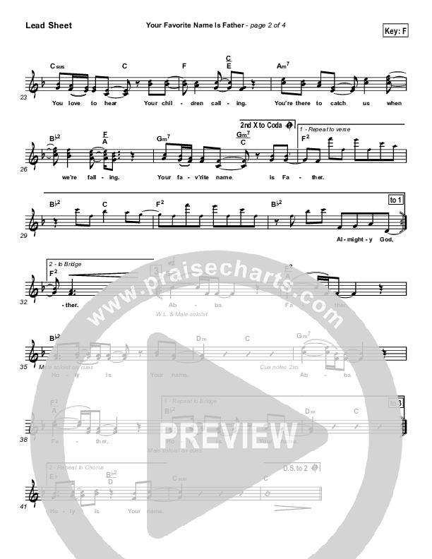 Your Favorite Name Is Father Lead Sheet (Newsong)