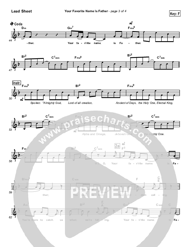 Your Favorite Name Is Father Lead Sheet (SAT) (Newsong)