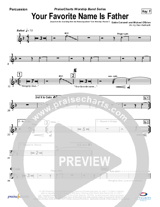 Your Favorite Name Is Father Percussion (Newsong)