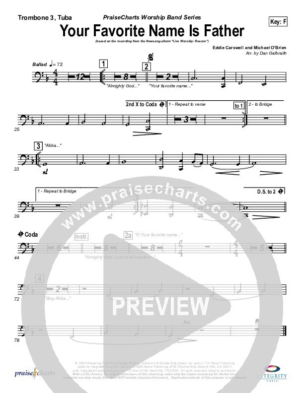 Your Favorite Name Is Father Trombone 3/Tuba (Newsong)