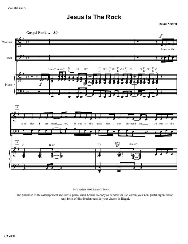 Jesus Is The Rock Piano/Vocal (David Arivett)