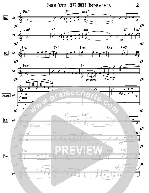 Chilean Prayer (Instrumental) Lead Sheet (Ric Flauding)