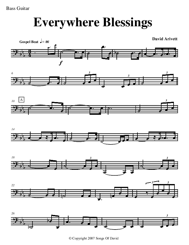 Everywhere Blessings Bass Guitar (David Arivett)