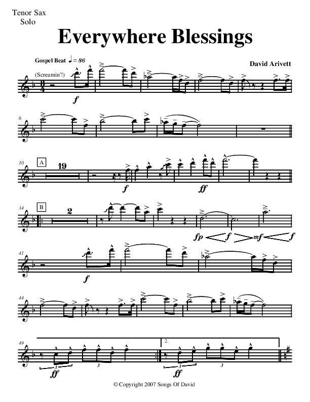 Everywhere Blessings Tenor Sax 2 (David Arivett)