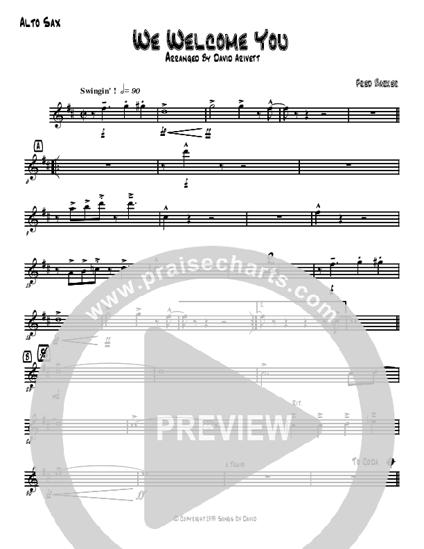 We Welcome You Alto Sax (David Arivett)