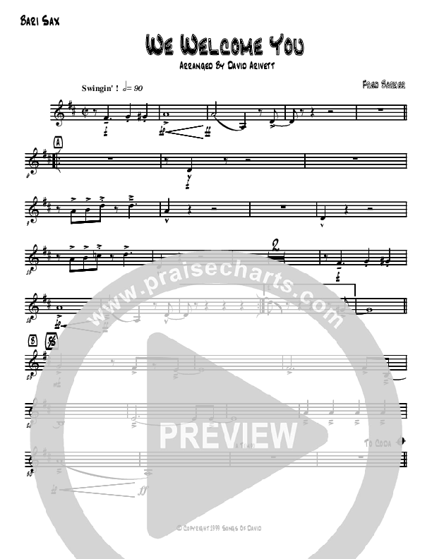 We Welcome You Bari Sax (David Arivett)