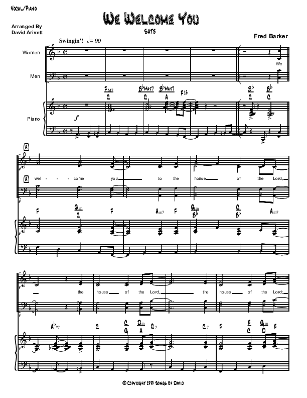 We Welcome You Lead & Piano (David Arivett)