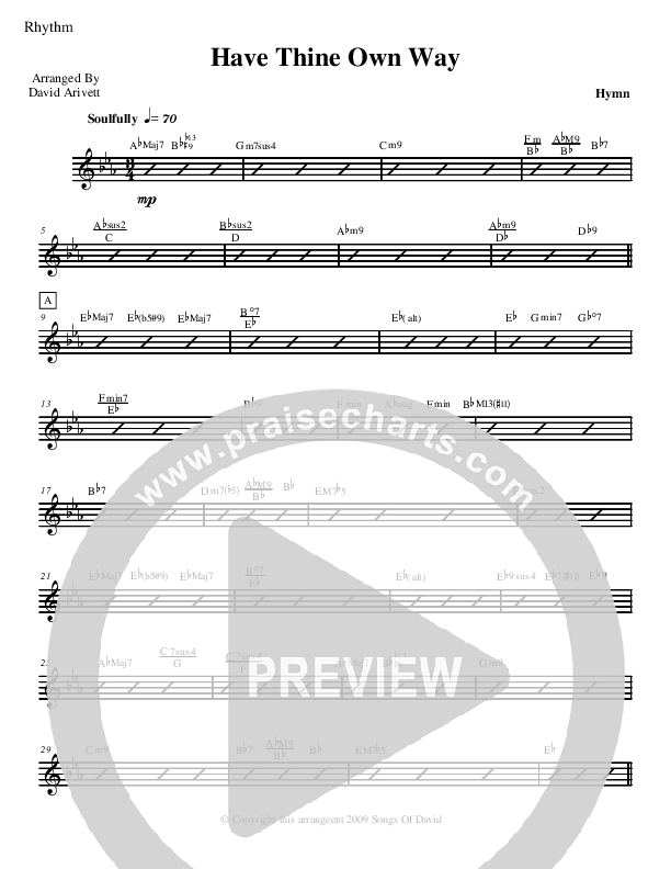 Have Thine Own Way Lord Rhythm Chart (David Arivett)