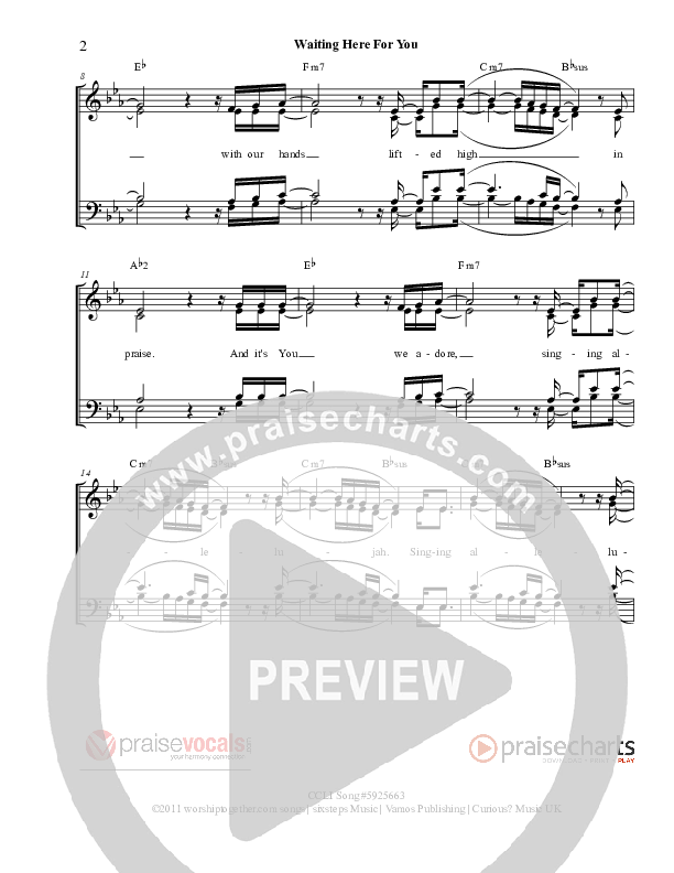 Waiting Here For You Lead Sheet (SAT) (PraiseVocals)