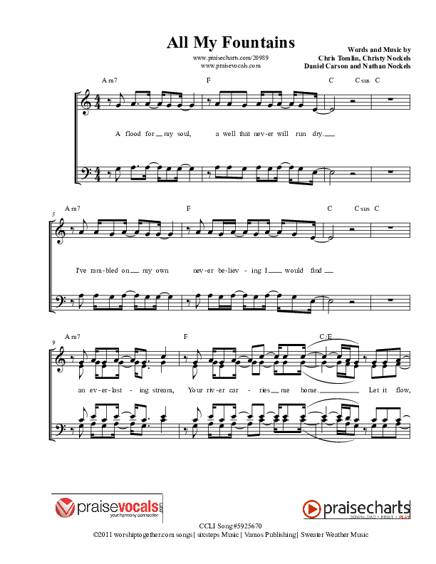 All My Fountains Lead Sheet (PraiseVocals)