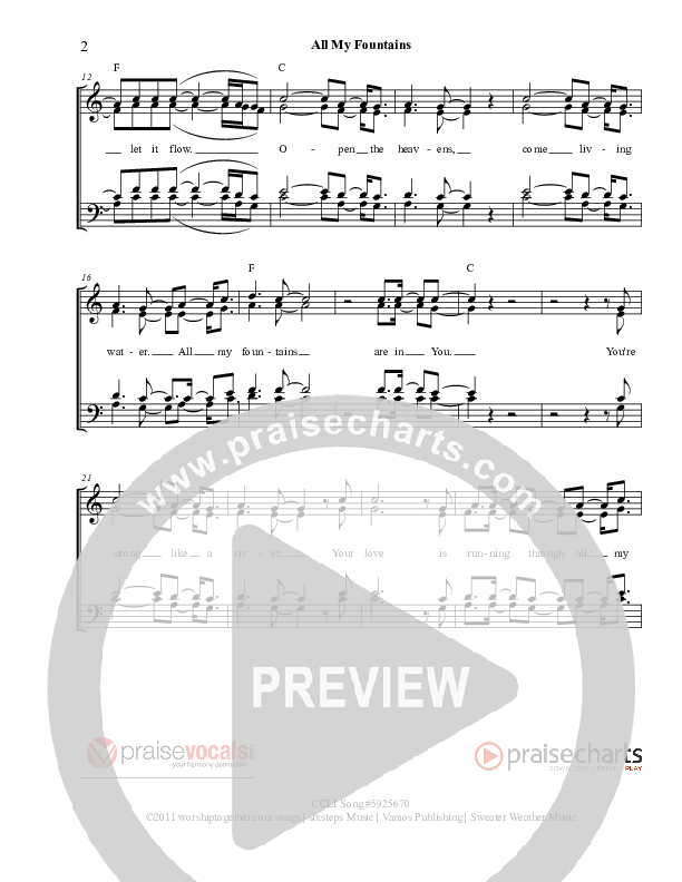 All My Fountains Lead Sheet (PraiseVocals)