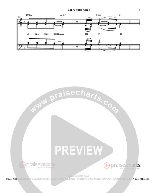 Carry Your Name Lead Sheet (PraiseVocals)