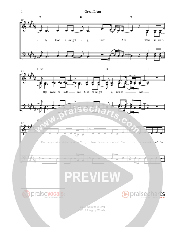 Great I Am Lead Sheet (PraiseVocals)