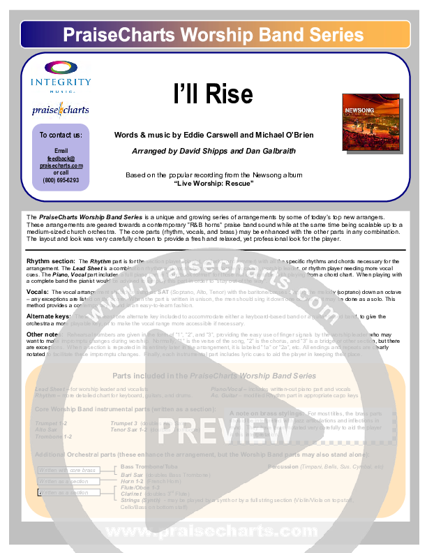 I'll Rise Cover Sheet (Newsong)