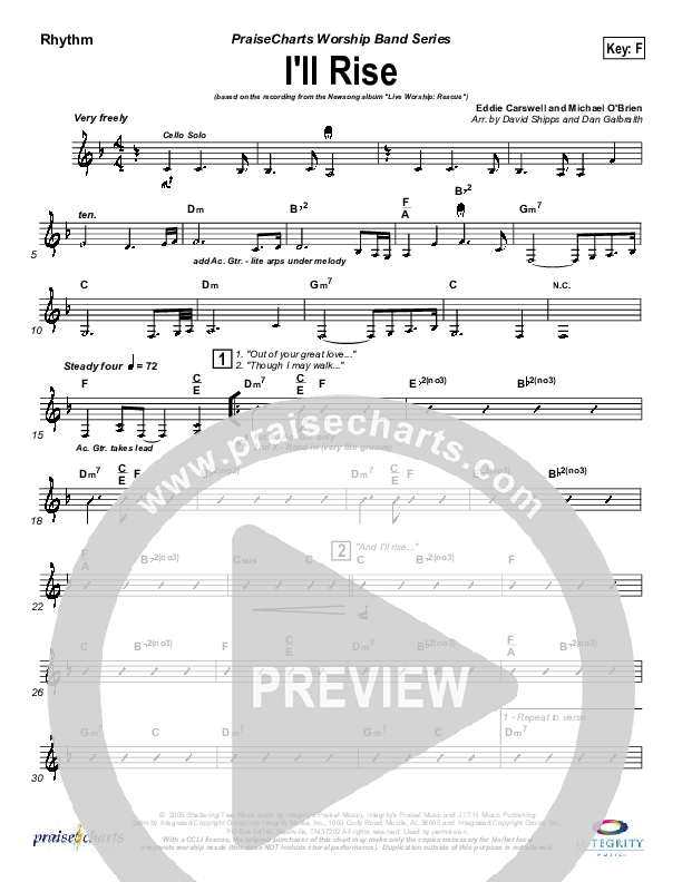 I'll Rise Rhythm Chart (Newsong)