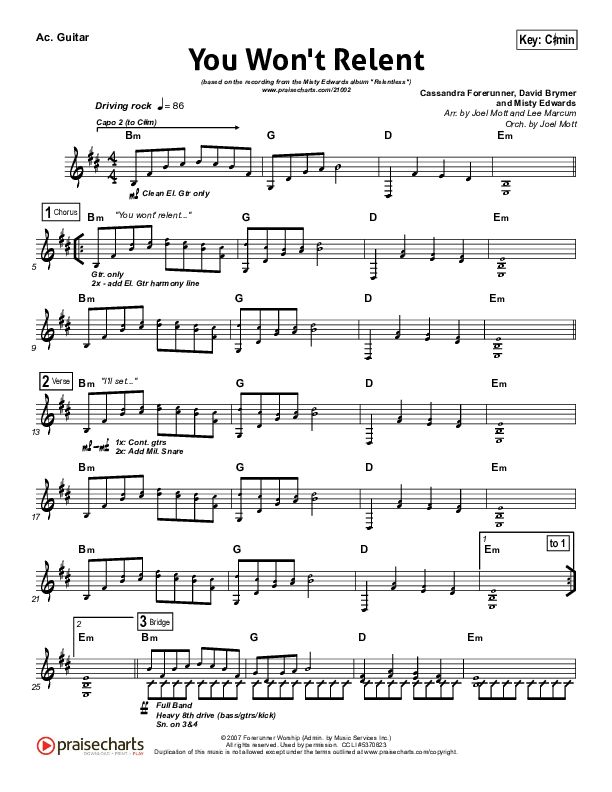 You Won't Relent Acoustic Guitar (Misty Edwards)