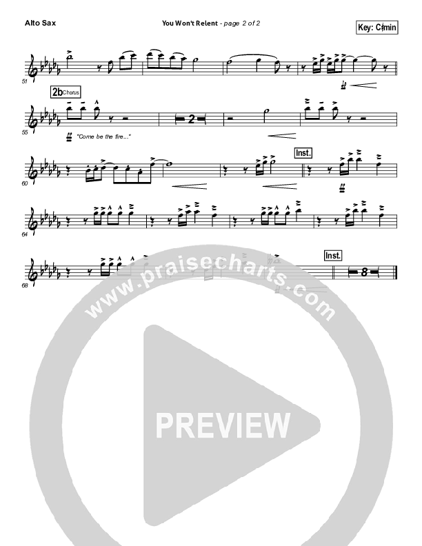 You Won't Relent Alto Sax (Misty Edwards)